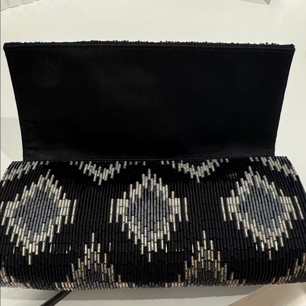 Preowned Inge Christopher Evening Bag With Black, Gray/blue,  And Silver Beads - Picture 9 of 11